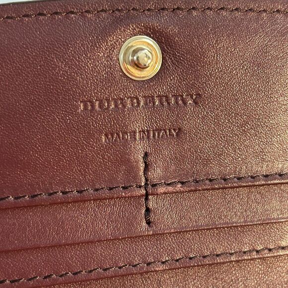 Burberry Porter Continental Burgundy Leather and Canvas Wallet - Picture 5 of 14